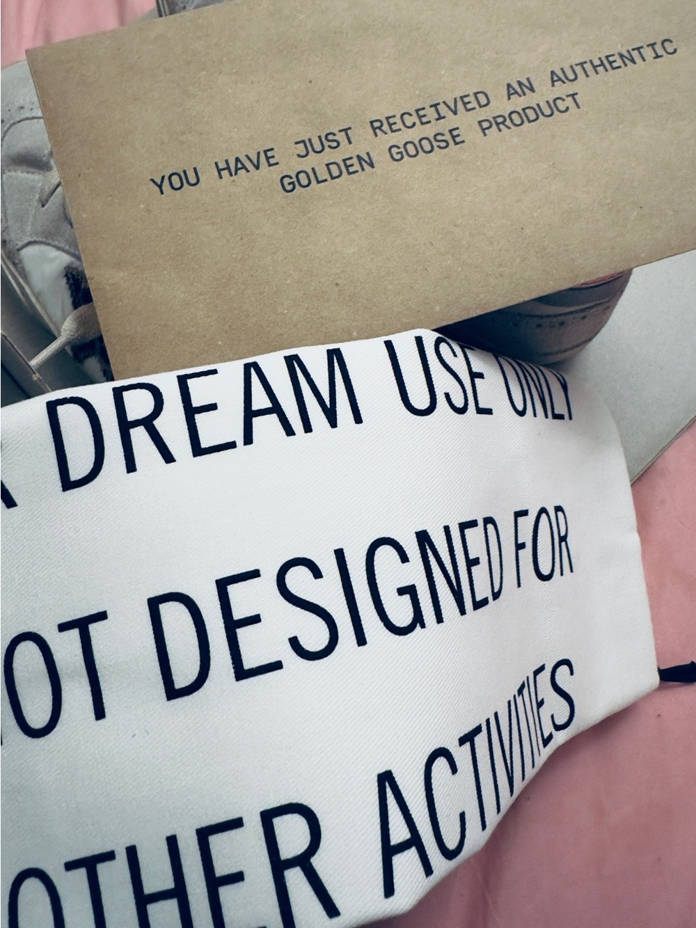 Golden Goose White Canvas Sticker with Black Typography